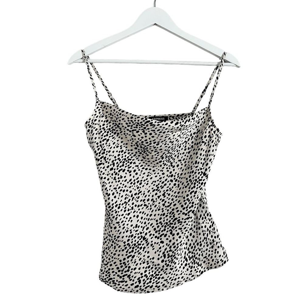 NWT Express Cowl Neck Polka Dot Cami Top Black and White Size XS‎